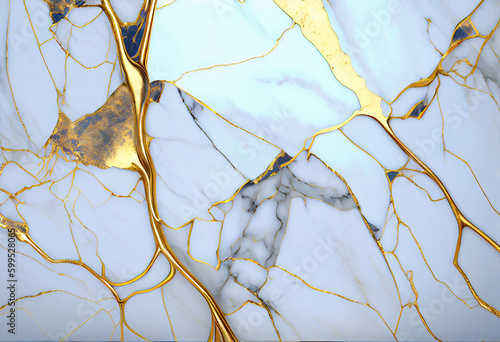 A white and gold marble background with varying gold outlines. Generative AI