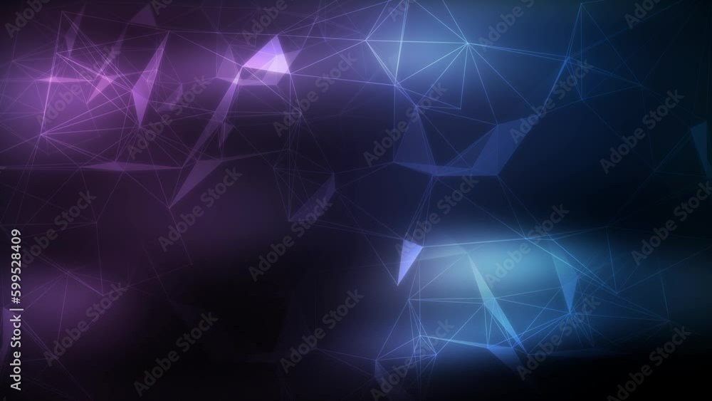 Abstract plexus of moving glowing dots and lines - Network or digital connection - On blue and purple Technology background - 4K - Abstract plexus of moving glowing dots and lines - Network or digital connection - On blue and purple Technology background - 4K -