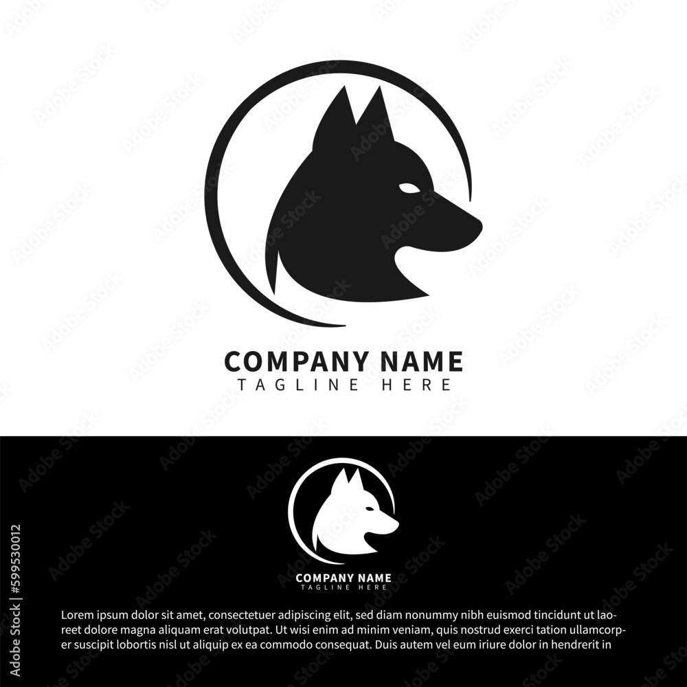 Wolf logo design with circle Wolf logo design with circle
