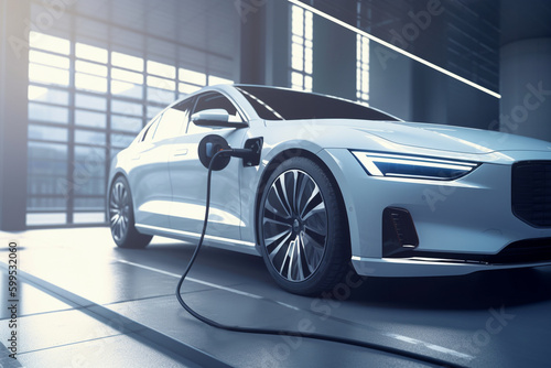 A shiny new electric charging station with a sleek and modern design car © Mkorobsky