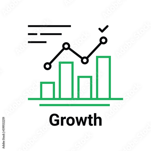 linear growth icon like goal achievement. concept of efficient predict or lead generation achievement. outline flat style modern marketing logotype graphic design element isolated on white background