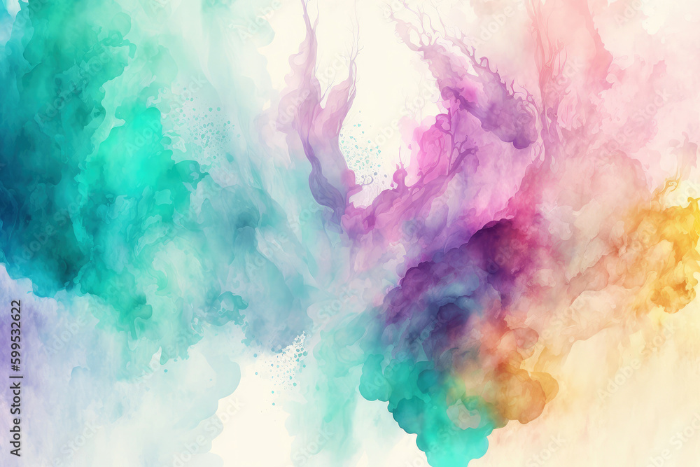 Abstract watercolor background with colorful pastel colors. Generative AI