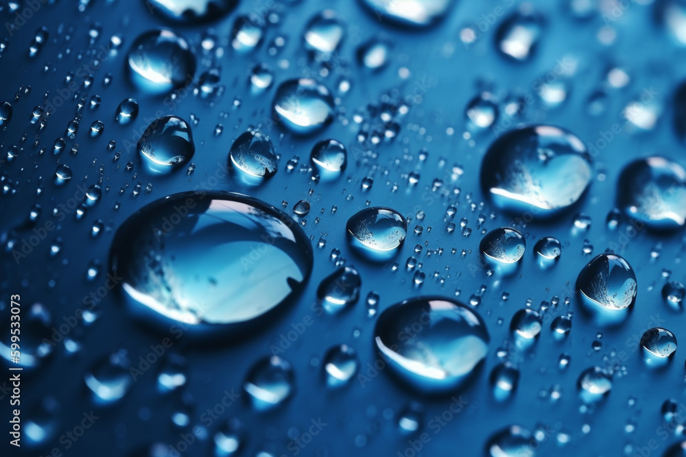 Water drops on blue background texture