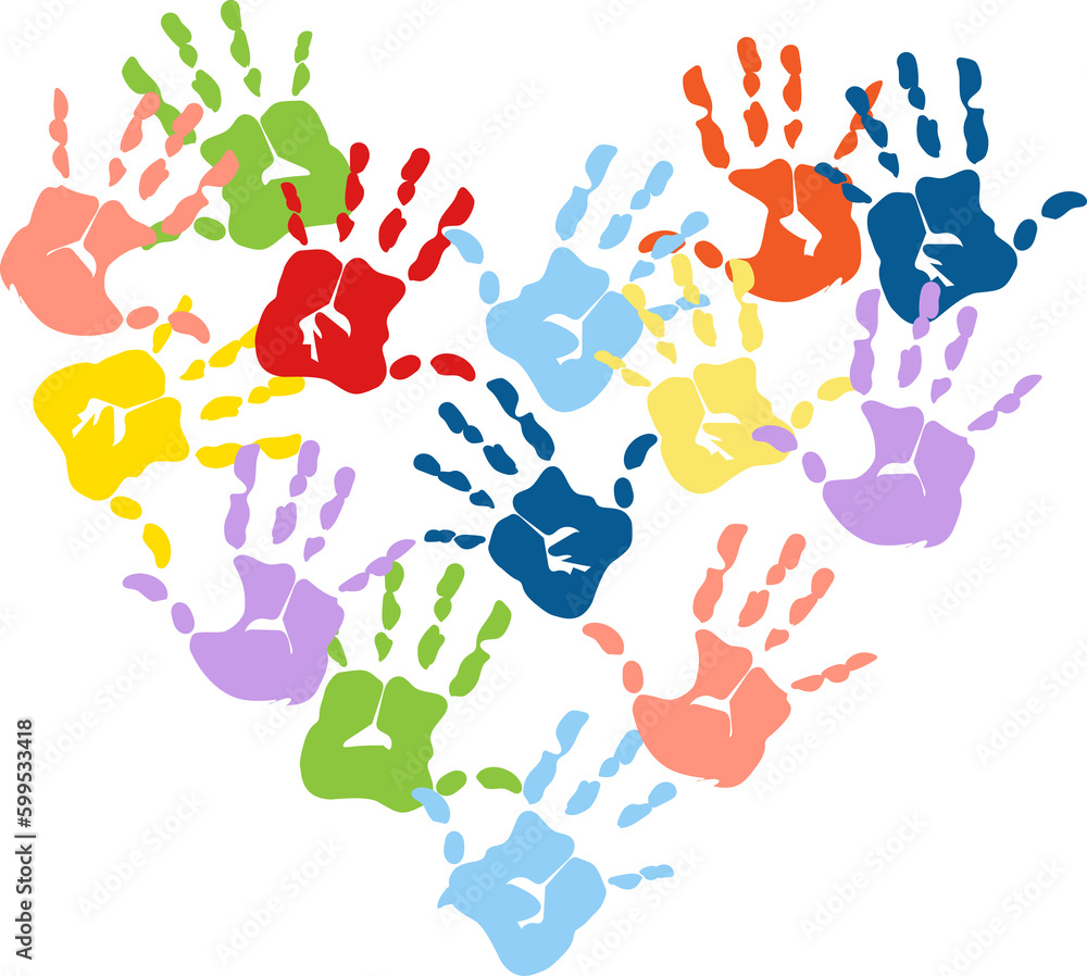 colored hands in the shape of a heart colored hands in the shape of a heart