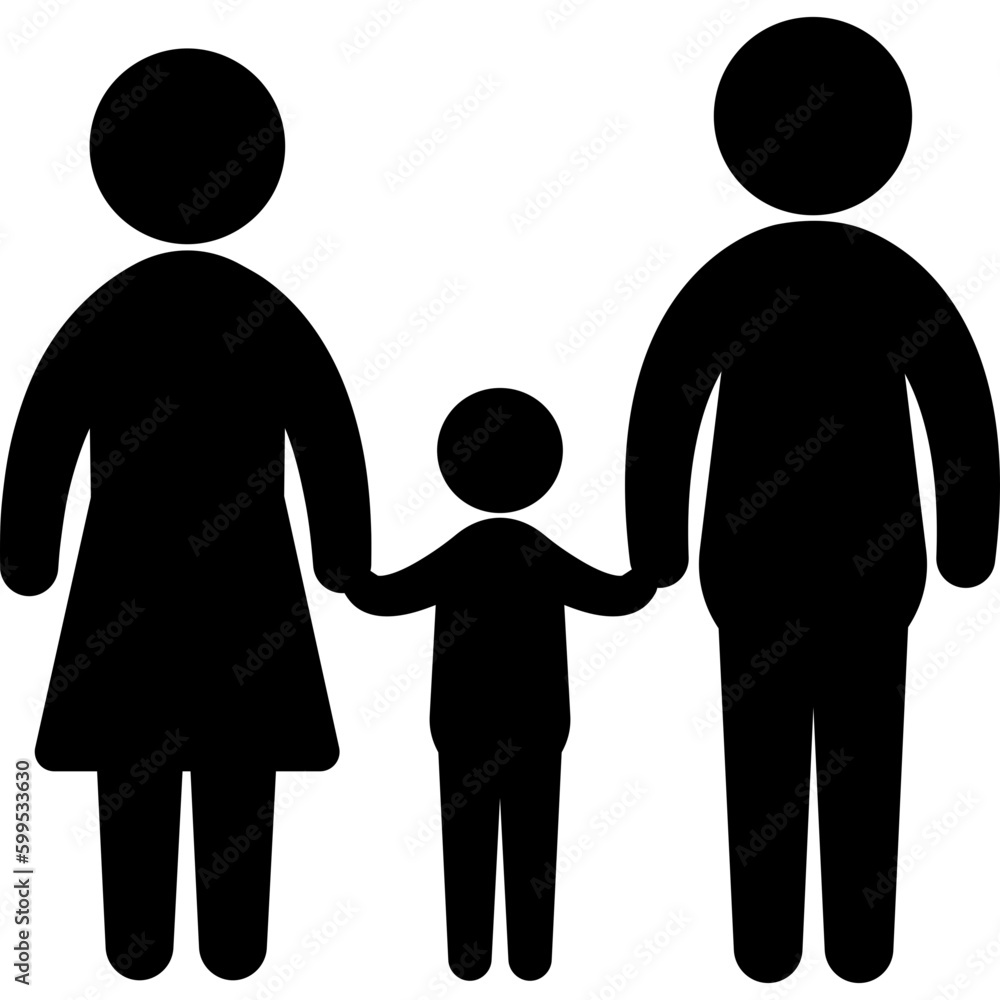 Father mother and son silhouette Icon