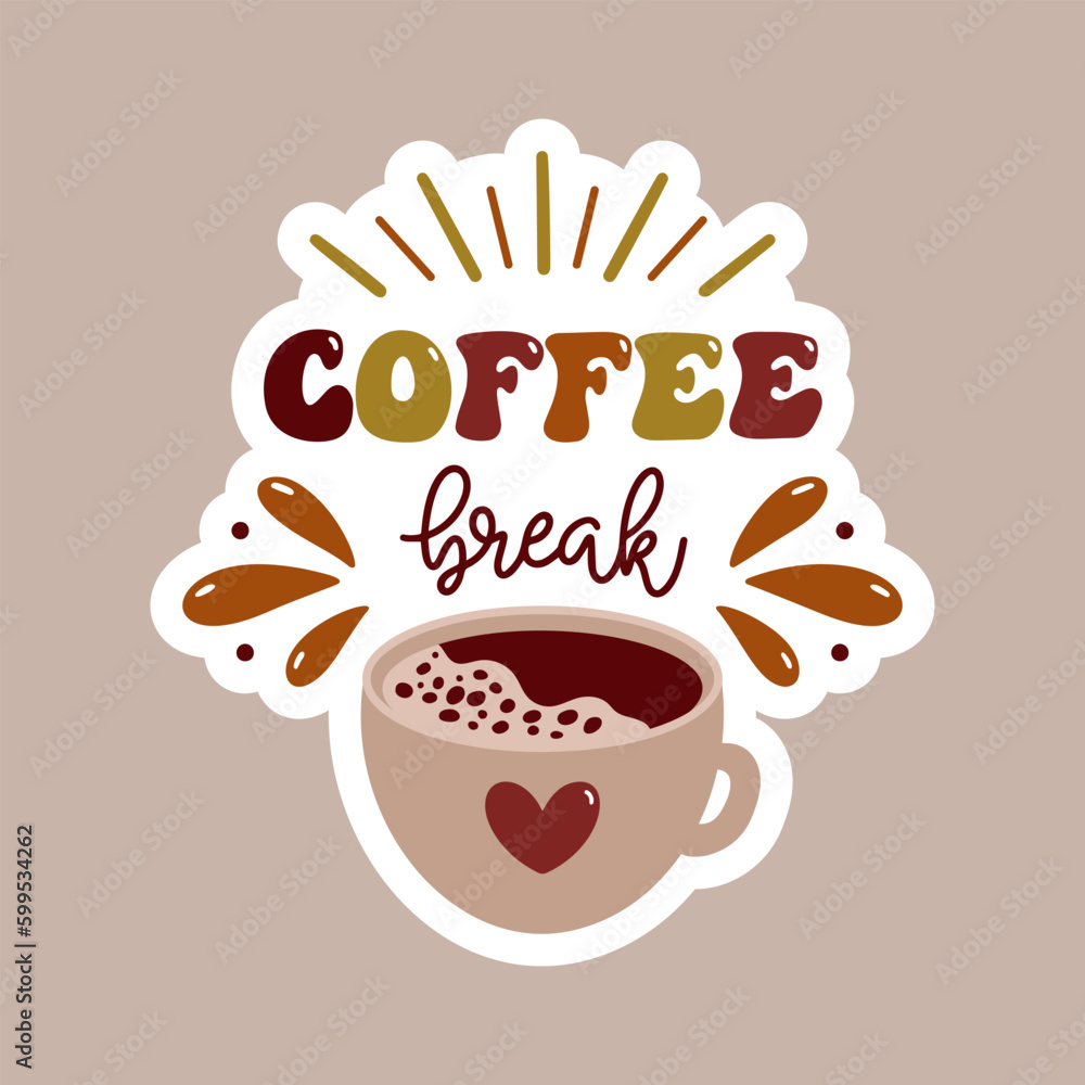 鉛筆画「A coffee break」　B5大サイズ Black and white drawing of a cup with lettering Coffee Break on