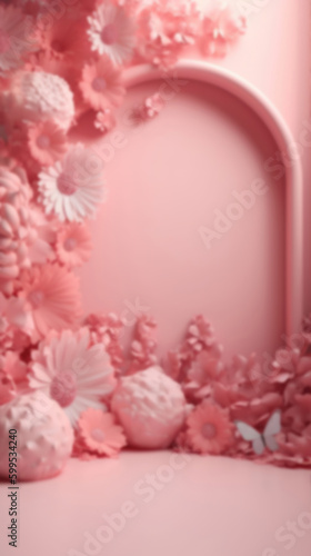Blurred Flower Arch Background for Product Displays and Portraits  Generative AI technology.