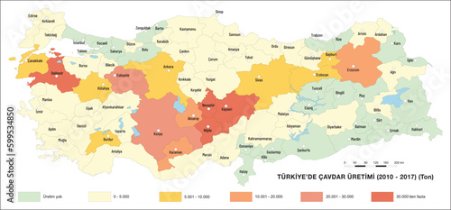 Rye Production Map in Turkiye, Geography Lesson, Agriculture in Turkiye