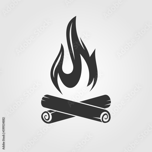Campfire icon isolated on white background. Vector illustration.	