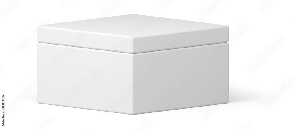 Realistic 3d white cube with cap angular box podium geometric shape decor element Realistic 3d white cube with cap angular box podium geometric shape decor element
