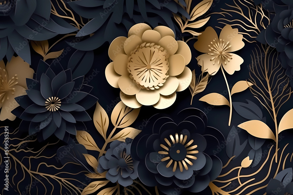 luxury floral illustration design. wallpaper background. generative ai
