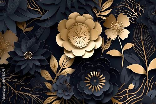 luxury floral illustration design. wallpaper background. generative ai