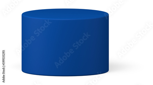 3d blue cylinder podium round geometric form stand for interior decor photo
