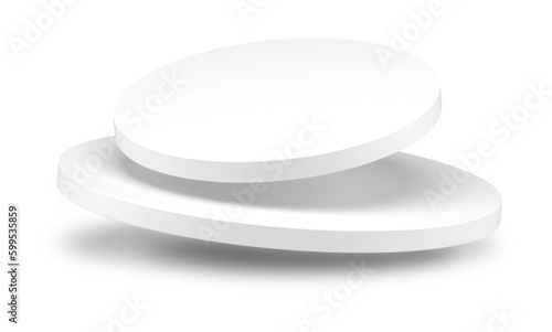 3d cylinder white displaced circle stand two abstract geometric form for presentation