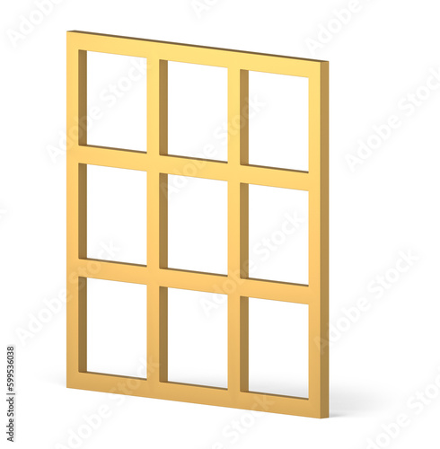 3d golden grid squared frame metallic wall background interior decor element