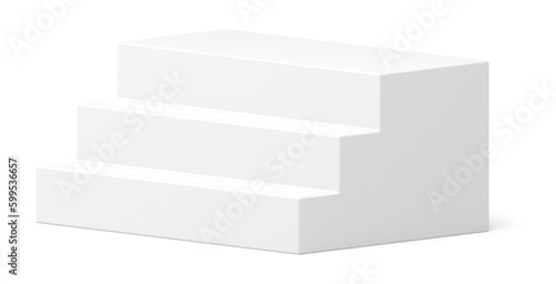 3d stairway level steps construction white pedestal basic foundation realistic illustration