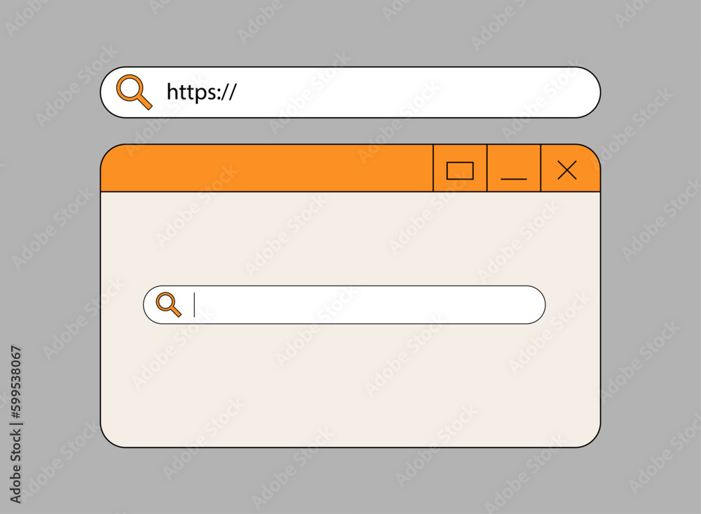 Retro old computer elements, icon, search panel, 90s. Vector illustration Retro old computer elements, icon, search panel, 90s. Vector illustration