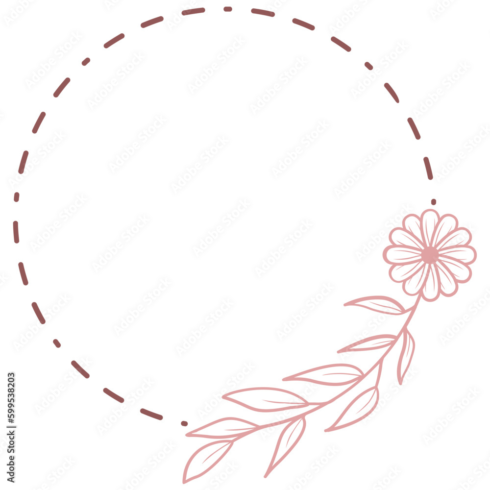 Fototapeta premium Doodle Floral Circle Frame Border