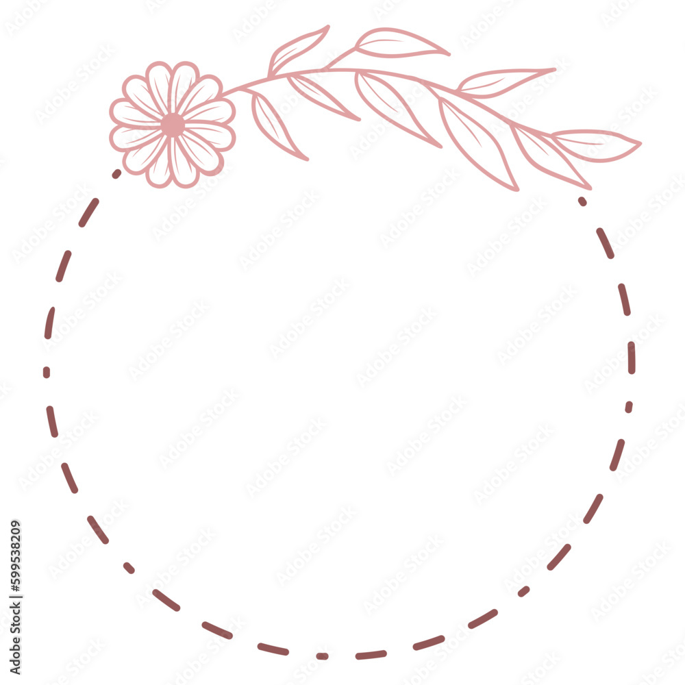 Fototapeta premium Doodle Floral Circle Frame Border