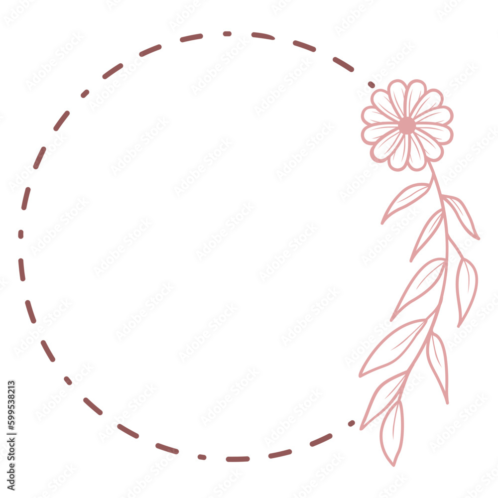 Obraz premium Doodle Floral Circle Frame Border