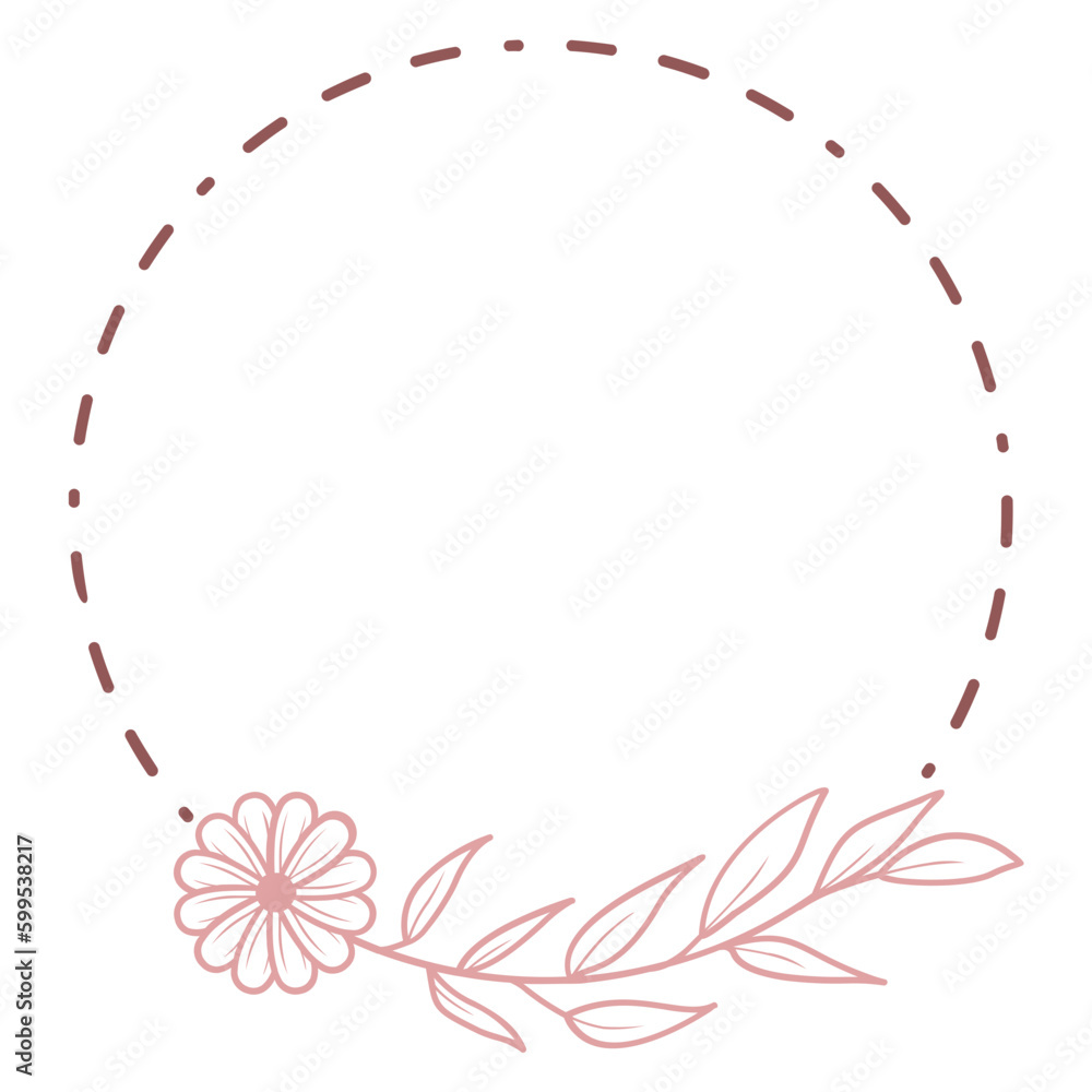 Fototapeta premium Doodle Floral Circle Frame Border
