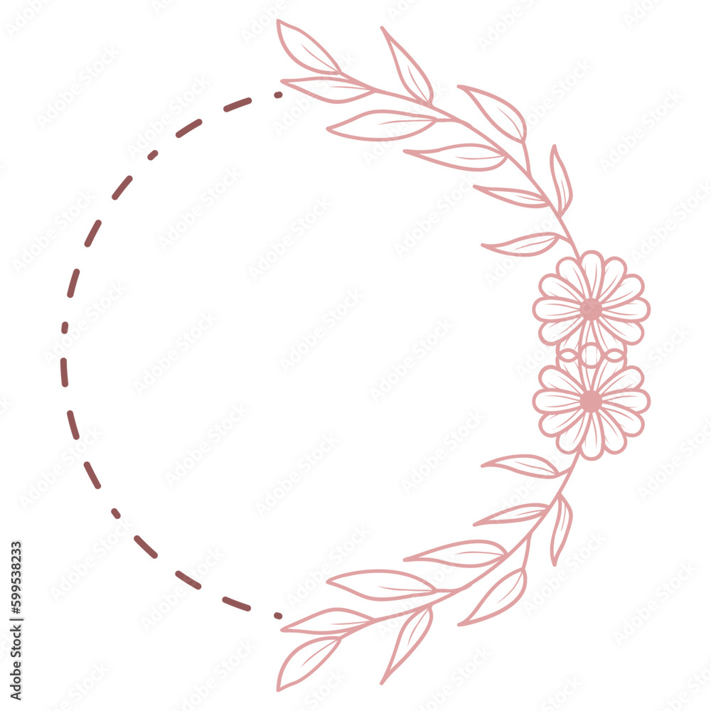 Obraz premium Doodle Floral Circle Frame Border