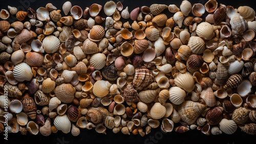 background shows the texture of the beach with pieces of seashells. photo