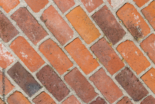Texture and detail of a brick footpath