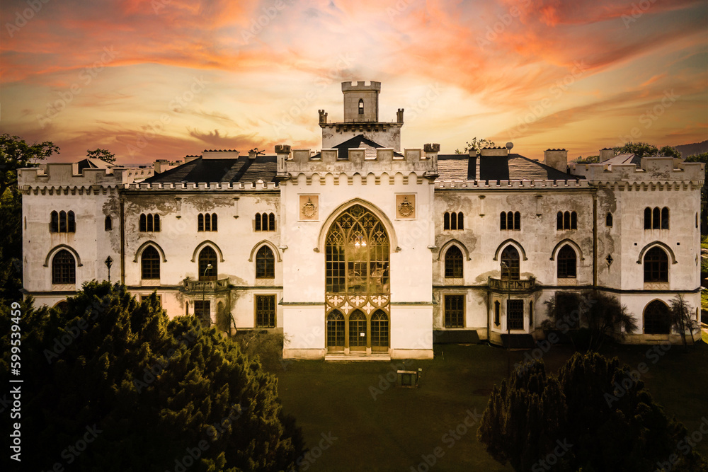 Fototapeta premium Russovce skyline sunset and ruins