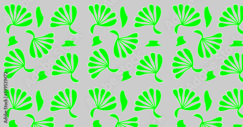 Seamless pattern drawn green leaves on a gray background abstraction. EPS10 vector