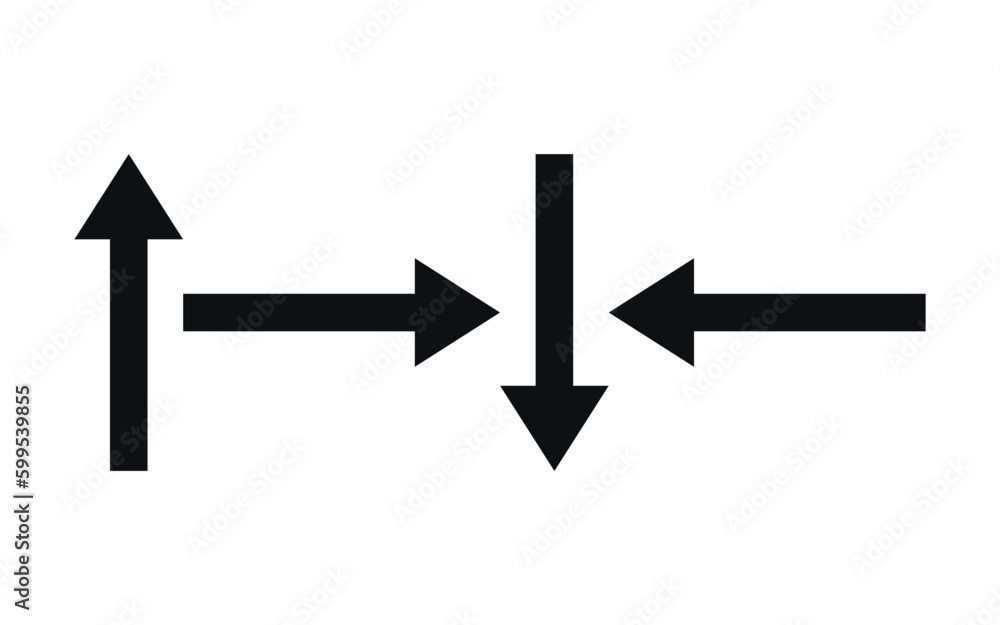 Vector flat icons of arrows pointing up, down, left and right side. Vector flat icons of arrows pointing up, down, left and right side.