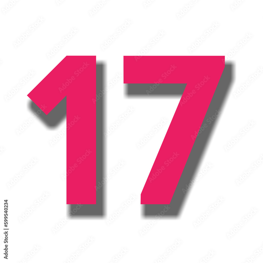 number seventeen 17 red color sign symbol numbers number seventeen 17 red color sign symbol numbers