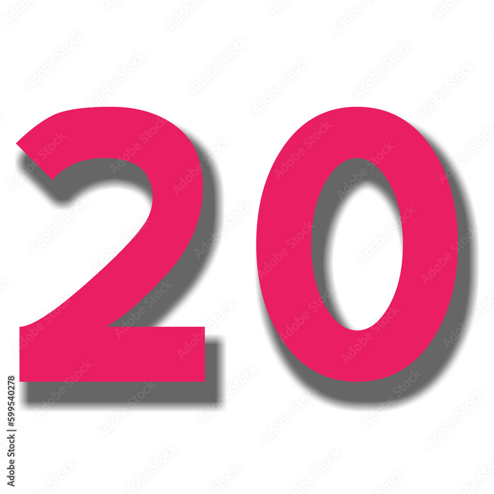 3d red number twenty 20 on white background 3d red number twenty 20 on white background