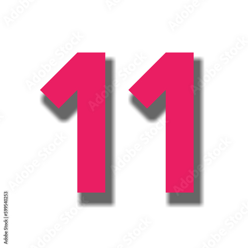 red number eleven 11 sign symbol on white background  photo
