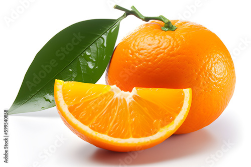 Fresh Orange on Isolated White Background. created with Generative AI