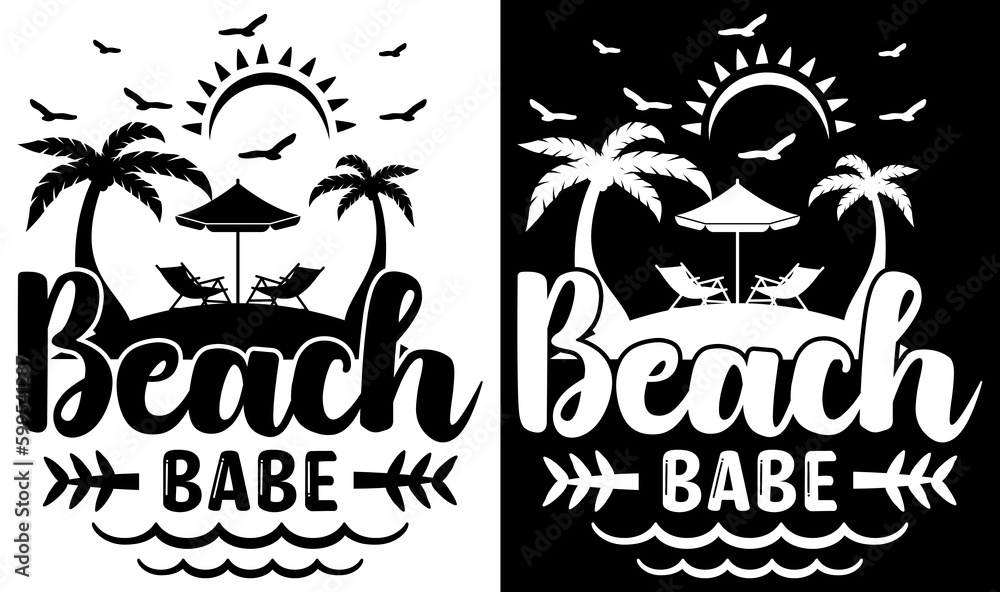 Fototapeta premium Custom Typography Vector Printable Summer Beach Quotes Design