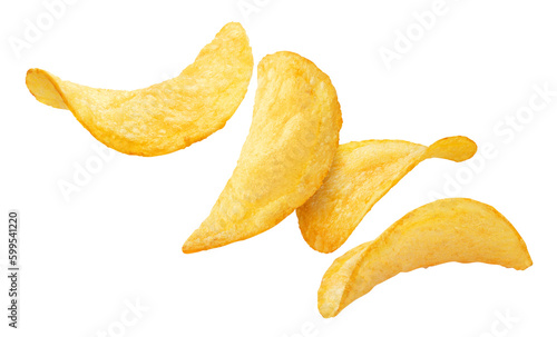 Flying potato chips cut out