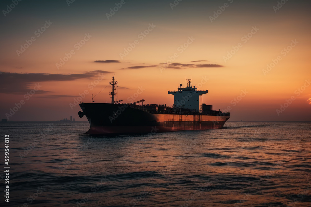 Tanker transporting oil or liquefied gas on the high seas, AI Generated Tanker transporting oil or liquefied gas on the high seas, AI Generated