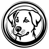 Black and white vector logo illustration of a labrador dog