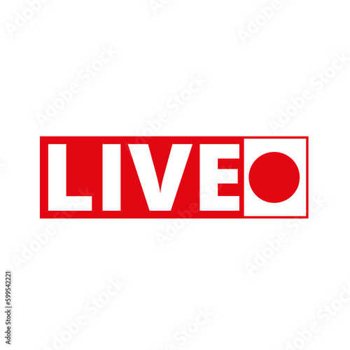 Red live button icon on a Transparent Background
