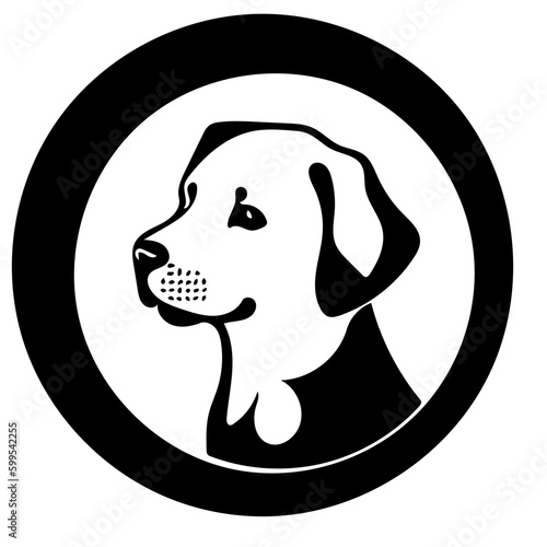 Black and white vector logo illustration of a labrador dog