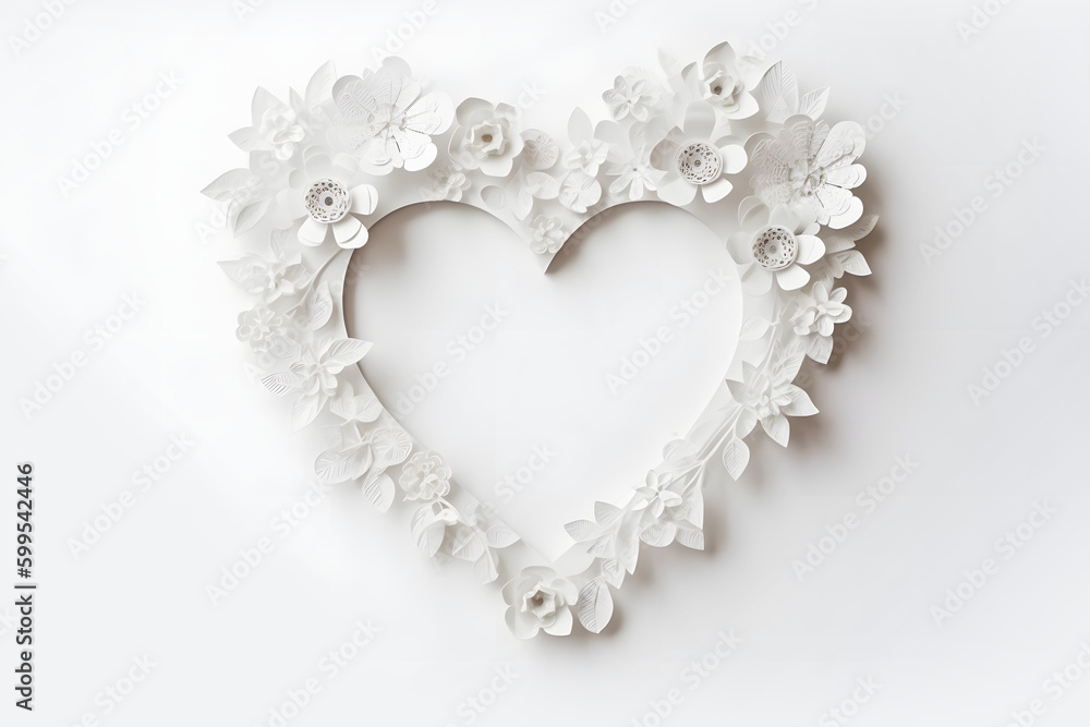 Carte avec pétales de fleurs, Saint-Valentin, mariage, amour (AI) - obrazy, fototapety, plakaty 