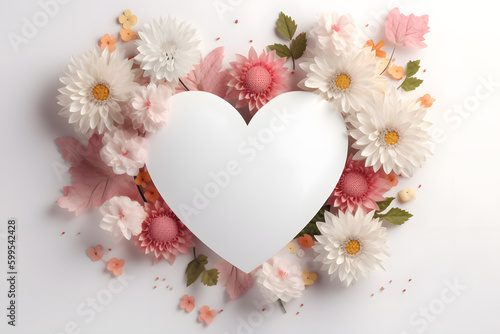 Carte avec pétales de fleurs, Saint-Valentin, mariage, amour (AI) photo