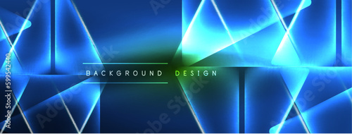 Vibrant Geometric Neon Shiny Line Background. A Bold and Stunning Display of Shapes, Lines, Colors, and Glow, Perfect for Futuristic Modern Designs, Hi-tech Presentations, Technology Web Pages