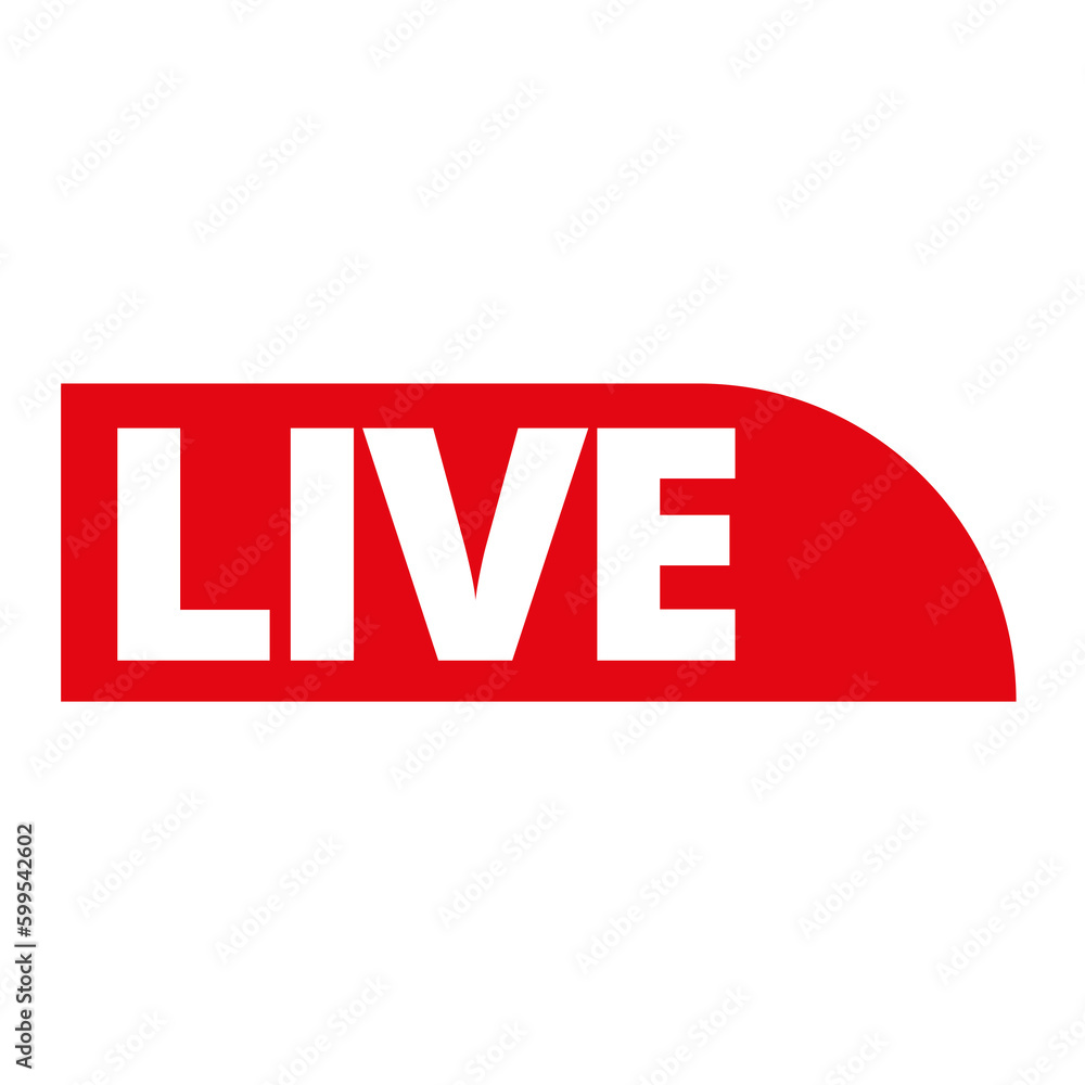 Red live button icon on a Transparent Background Red live button icon on a Transparent Background