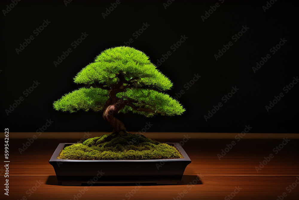 green bonsai tree in a pot, generative AI green bonsai tree in a pot, generative AI