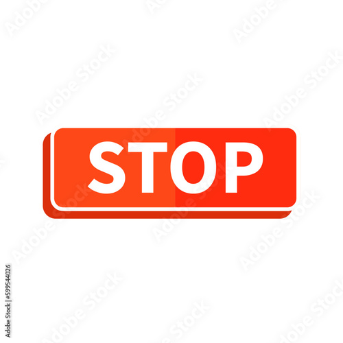 Stop Button In Orange Duo Tone Rectangle Shape And White Line 