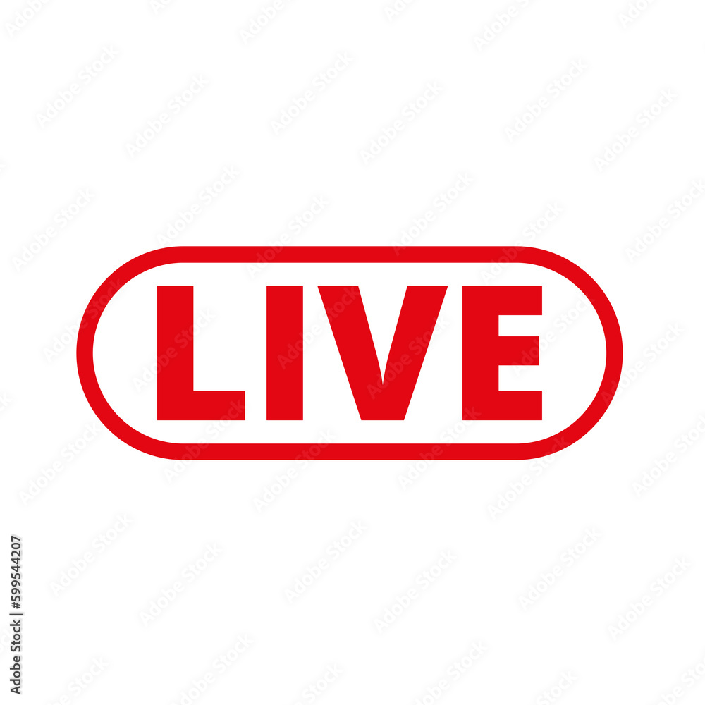 Red live button icon on a Transparent Background Red live button icon on a Transparent Background