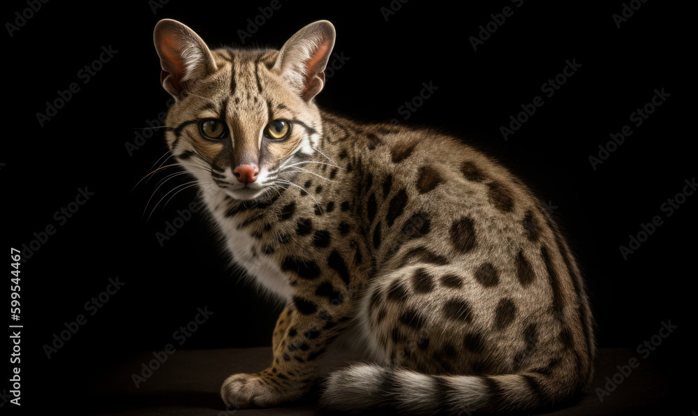 photo of genet (mammal) on black background. Generative AI photo of genet (mammal) on black background. Generative AI