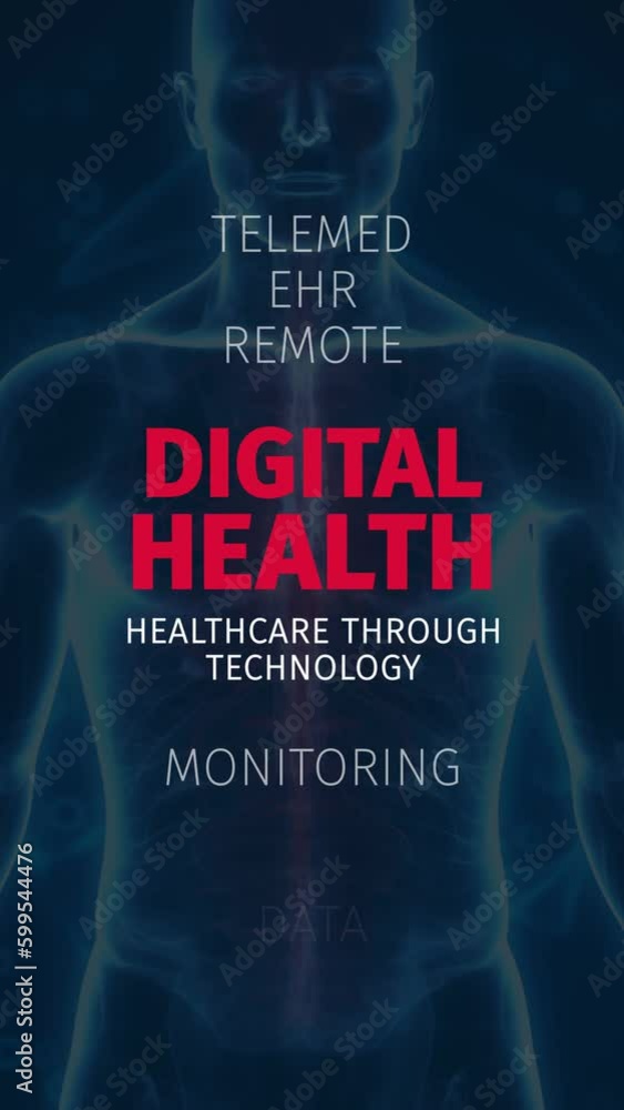 The Future of Healthcare: Digital Health Word Cloud Animation. Vertical Video The Future of Healthcare: Digital Health Word Cloud Animation. Vertical Video
